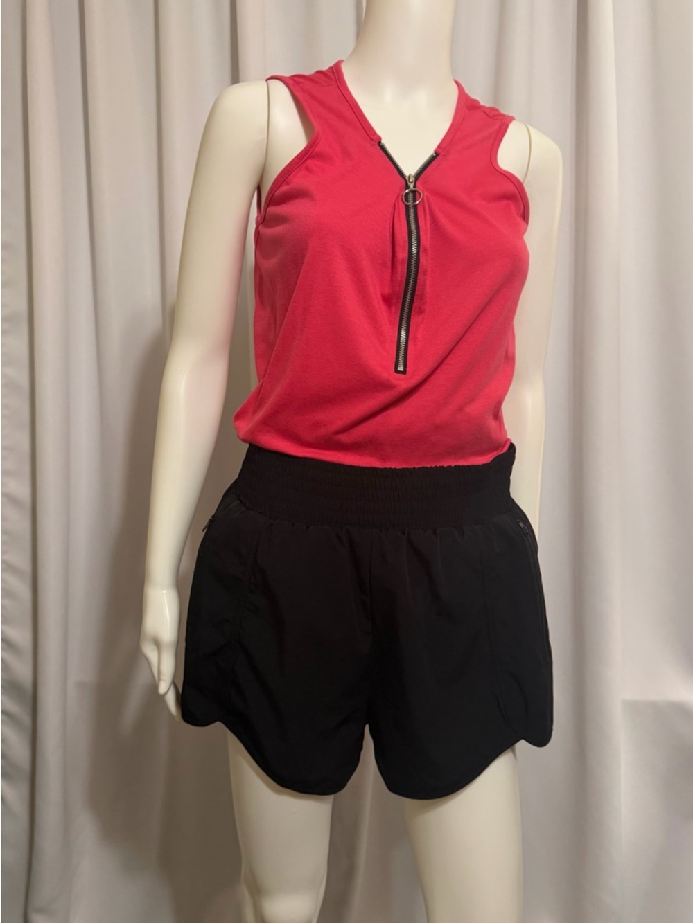 BONOTIE Women's High Waisted Running Shorts Black Athletic Gym Zipper Pockets